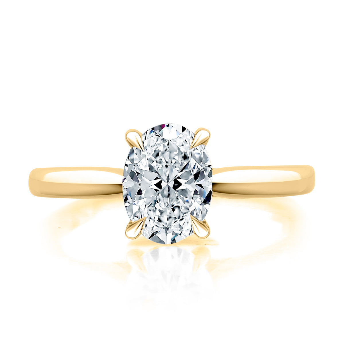A.Jaffe Oval Hidden Diamond Bridge Solitaire Engagement Ring Mounting in 14K Yellow Gold