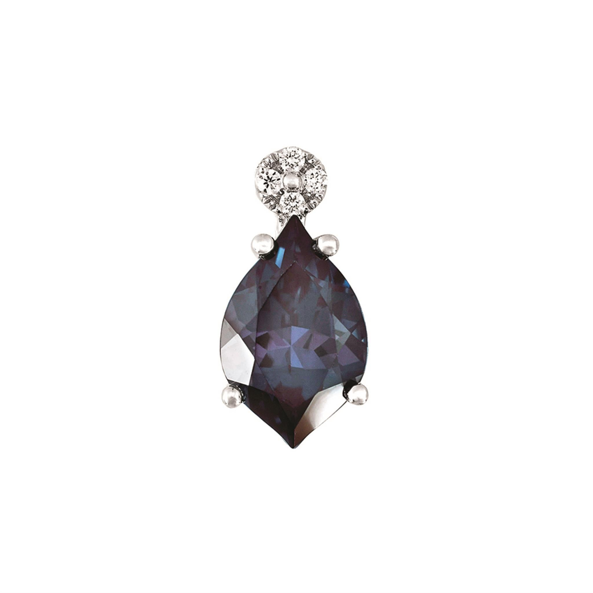 14Kt White Gold 2.02Ct Flame-Cut Chatham Created Alexandrite Pendant