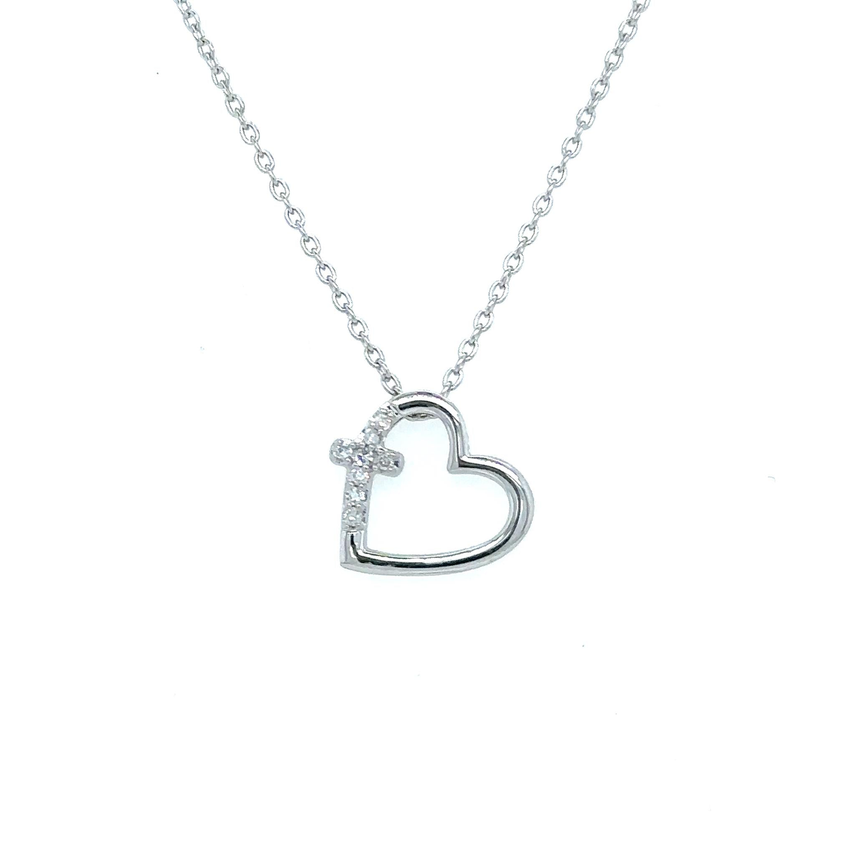 Sterling Silver Heart  Cross Pendant