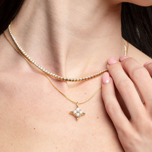 Star of Hope 14kt Yellow Gold Over Sterling Silver 0.05cttw Natural Diamond Pendant