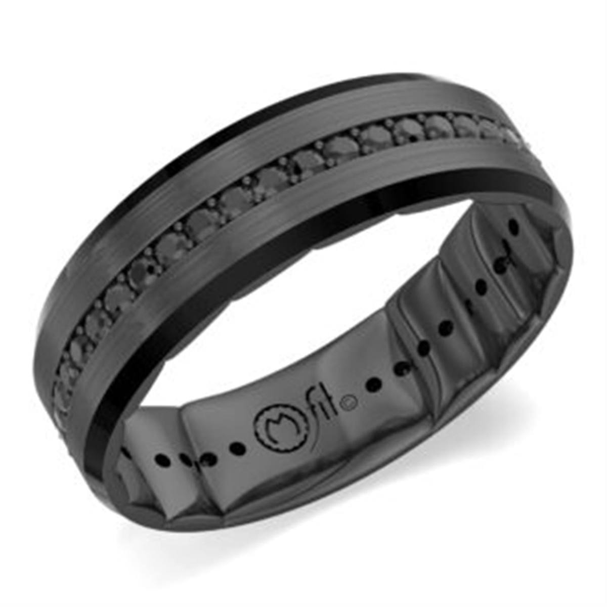 14Kt White Gold Eternity Wedding Band With 0.50cttw Natural Black Diamonds