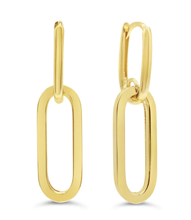 Bella Gold Collection 10Kt Yellow Gold Dangling Paperclip Earrings