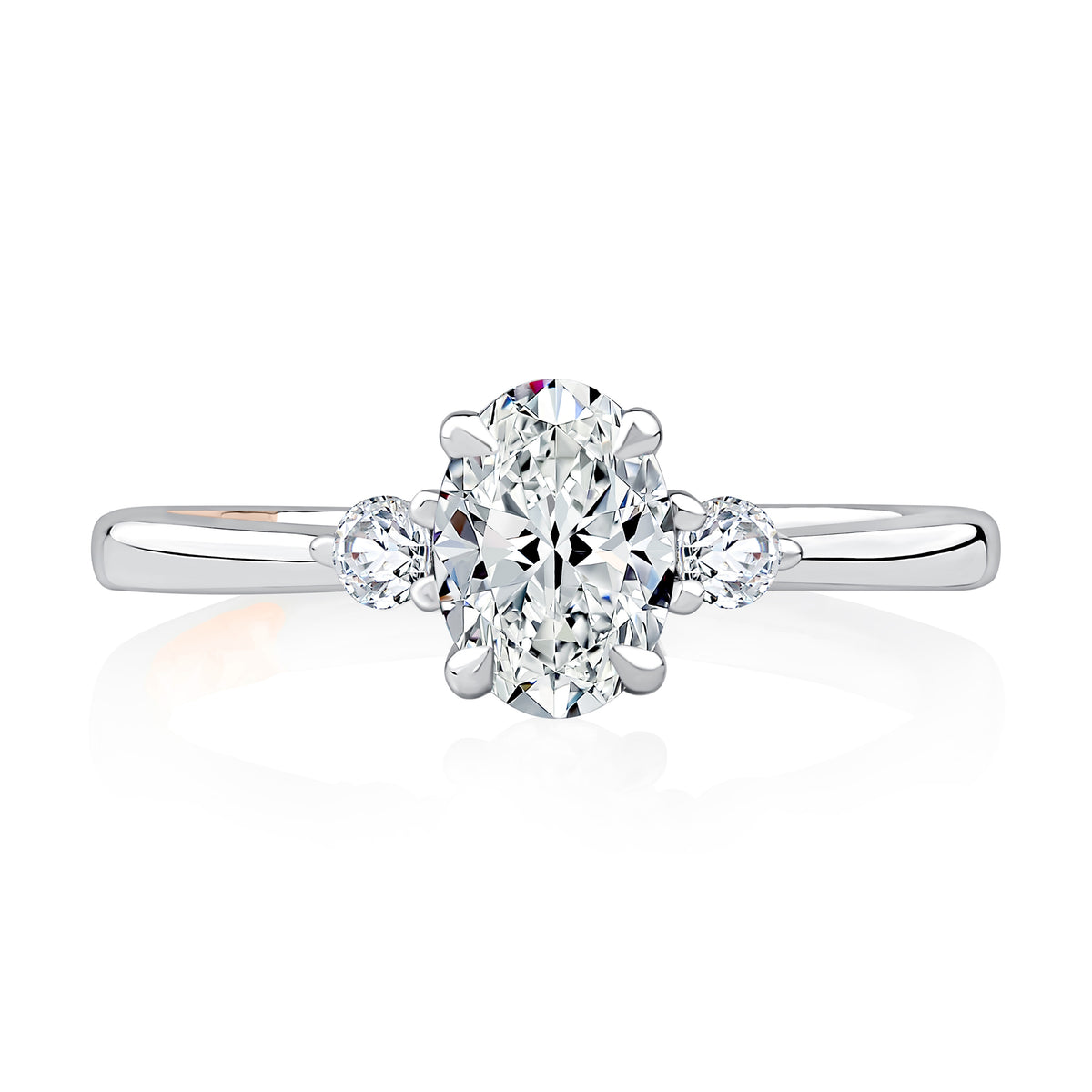 A. Jaffe Three-Stone Engagement Ring Mounting in 14K White Gold