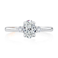 A. Jaffe Three-Stone Engagement Ring Mounting in 14K White Gold