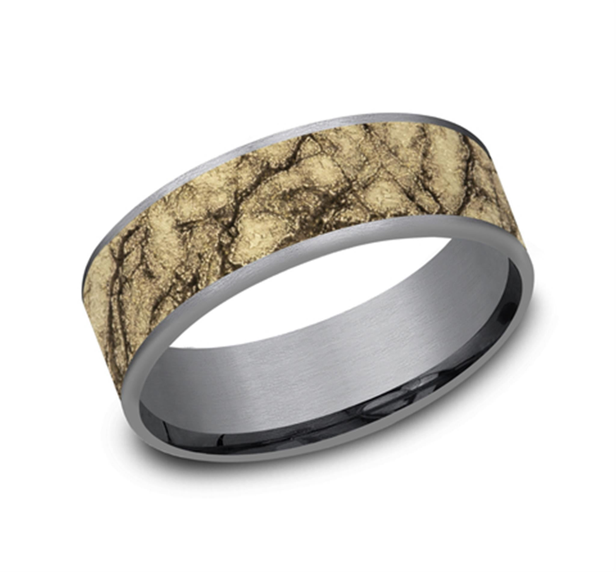 Tantalum & 14Kt Gray & Yellow Ammara Stone Band