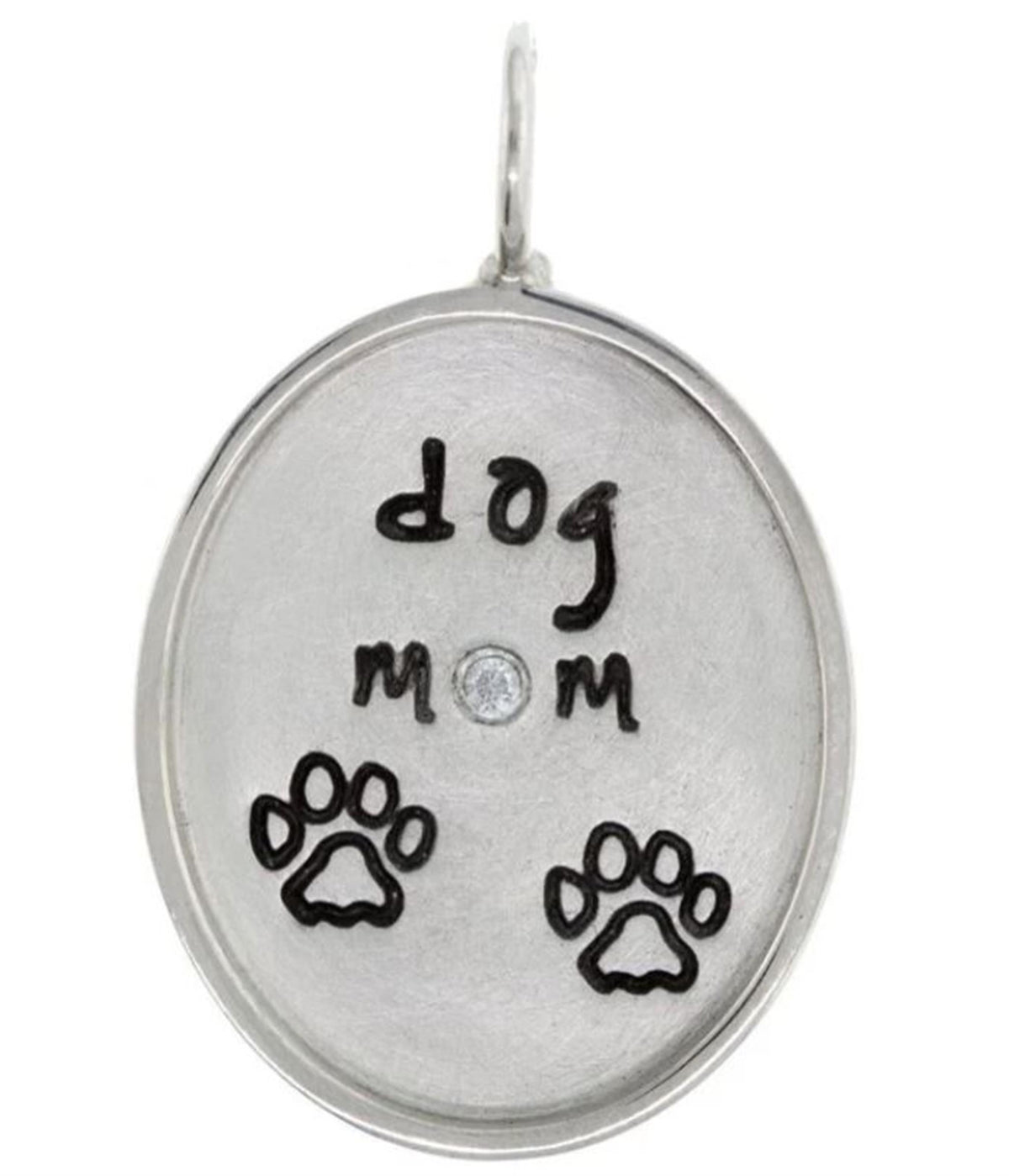 Heather B Moore 22x19mm Steling Silver Oval Charm with Silver Frame and Paw Print Stamps