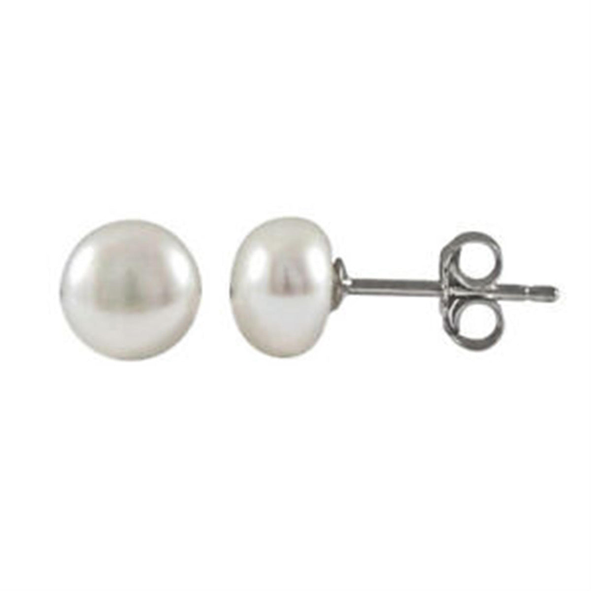Sterling Silver Classic Stud Earrings With mm Fresh Water Cultured Pearl