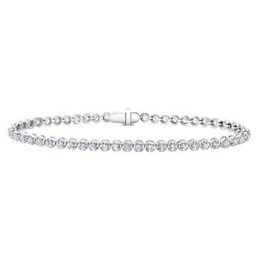 14Kt White Gold Buttercup Prong-Set 1.50cttw Diamond Tennis Bracelet