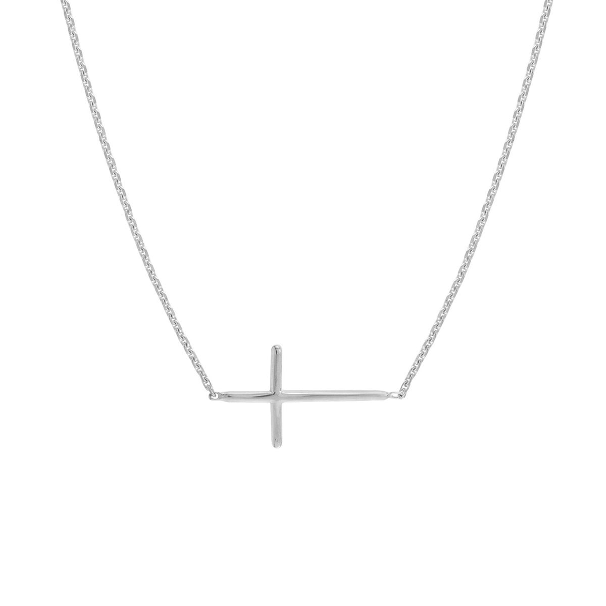 14Kt White Gold East-West Cross Pendant