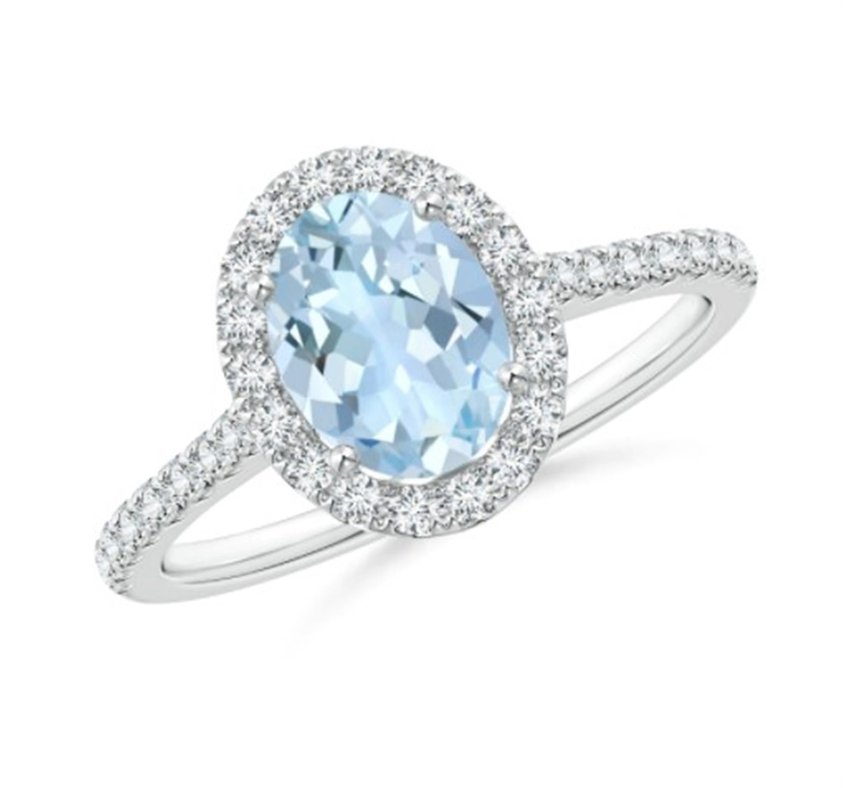 10Kt White Gold Aquamarine Diamond Ring