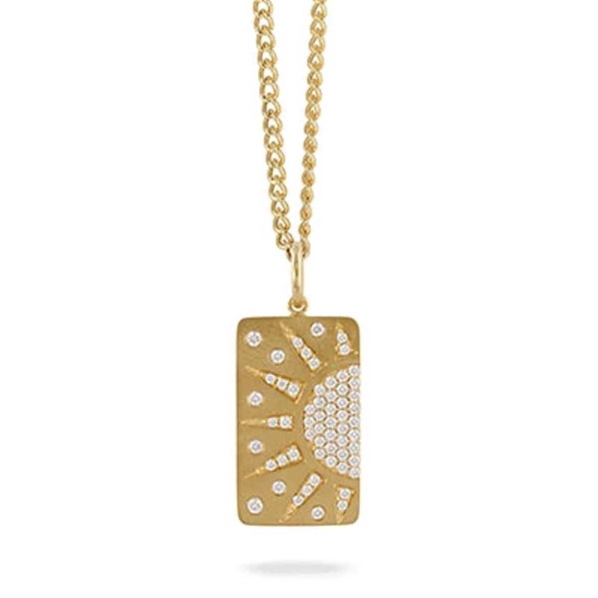 Doves 18Kt Yellow Gold Medallion Sun Pendant in Satin Finish with 60.50cttw Diamonds (G/H Color - SI1 Clarity) 12.5x22mm - Chain Sold Separately