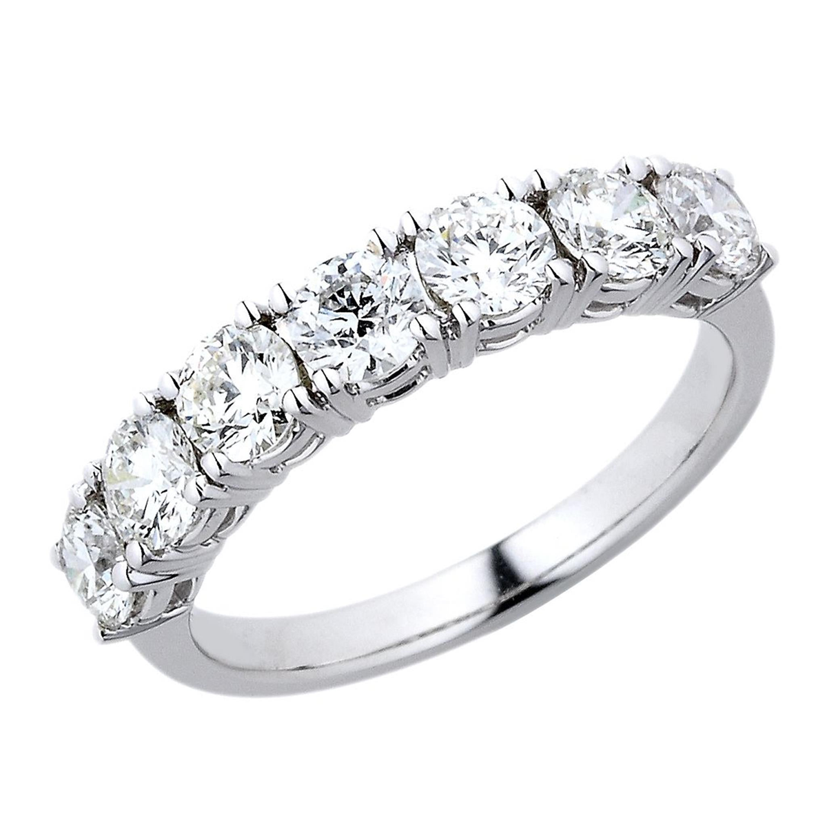 18Kt White Gold Prong Set Wedding Ring with 1.69cttw Natural Diamonds