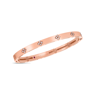 Roberto Coin 18Kt Rose Gold Love In Verona 0.15 Round Natural Diamond Bangle Bracelet