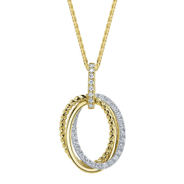 Shy Creation 14Kt Yellow & White Gold 0.30cttw Diamond Oval Chopin Pendant