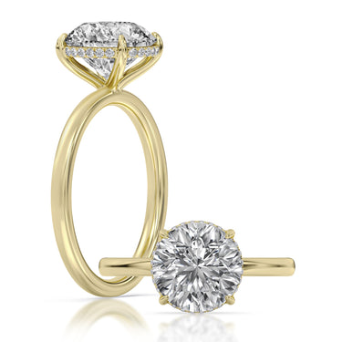 Centurion Collection 14Kt Yellow Gold Hidden Halo 2ct 100-Faceted Lab-Grown Round Diamond Solitaire Engagement Ring