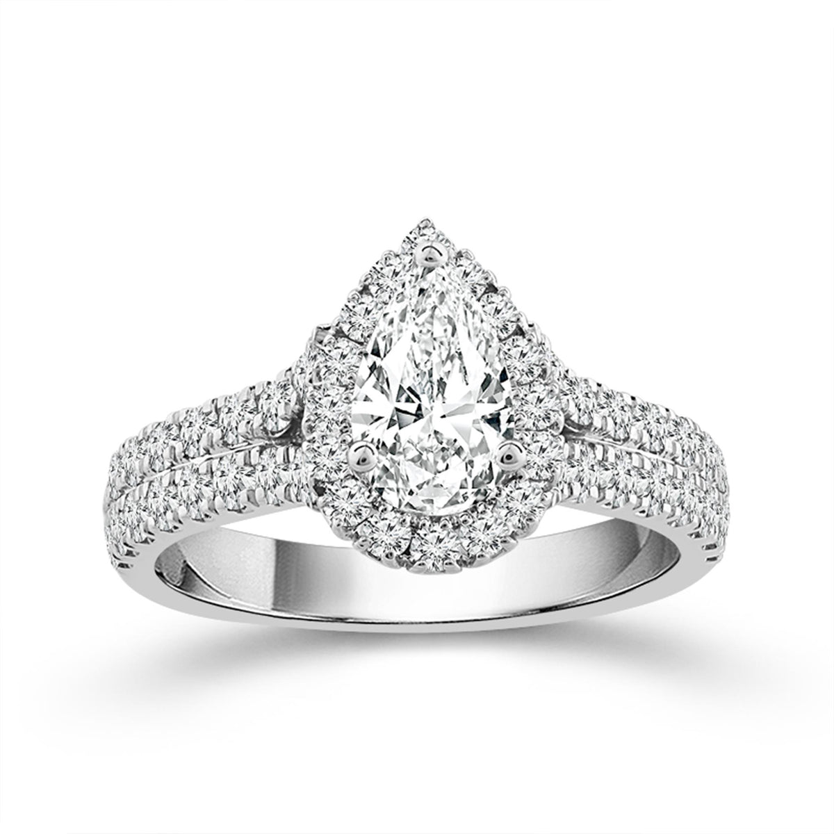 14Kt White Gold Halo Engagement Ring With 0.70ct Natural Center Diamond