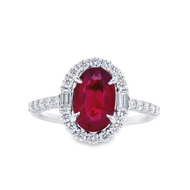 18Kt White Gold 1.98ct Ruby Natural Diamond Ring