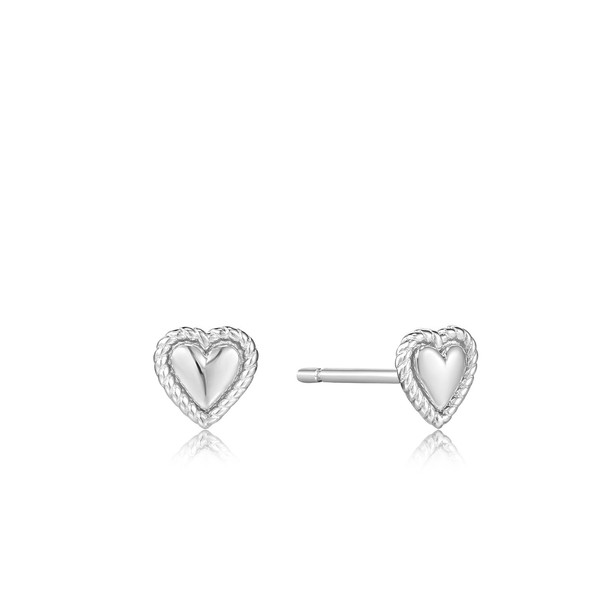 Ania Haie Silver Rope Heart Stud Earrings