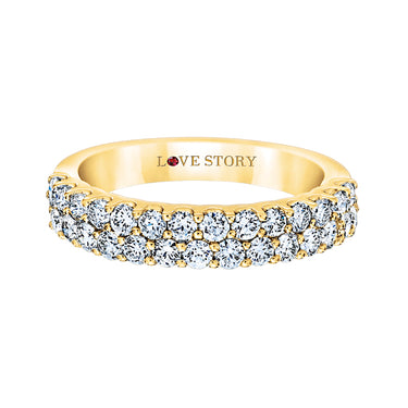 14Kt Yellow Gold Double-Row Anniversary Band With 28 Round Natural Diamonds Totaling .48ttw