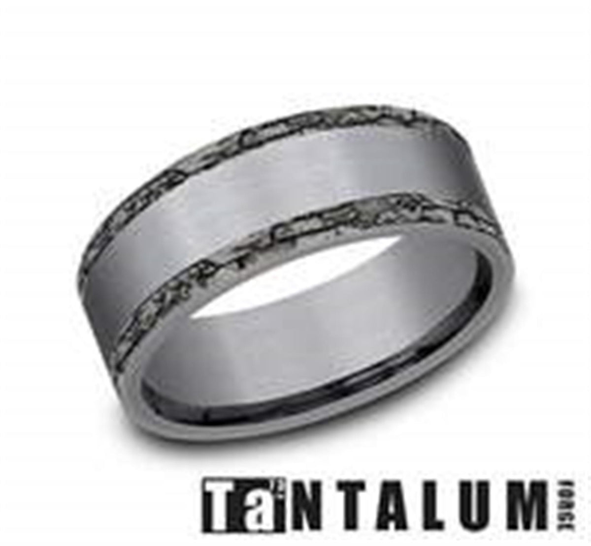 Tantalum Gray Engraved Wedding Band