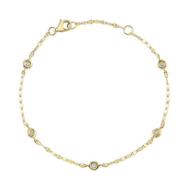 Shy Creation 14Kt Yellow Gold Diamonds By The Yard Sparkle Chain .10ctw Diamond Bracelet