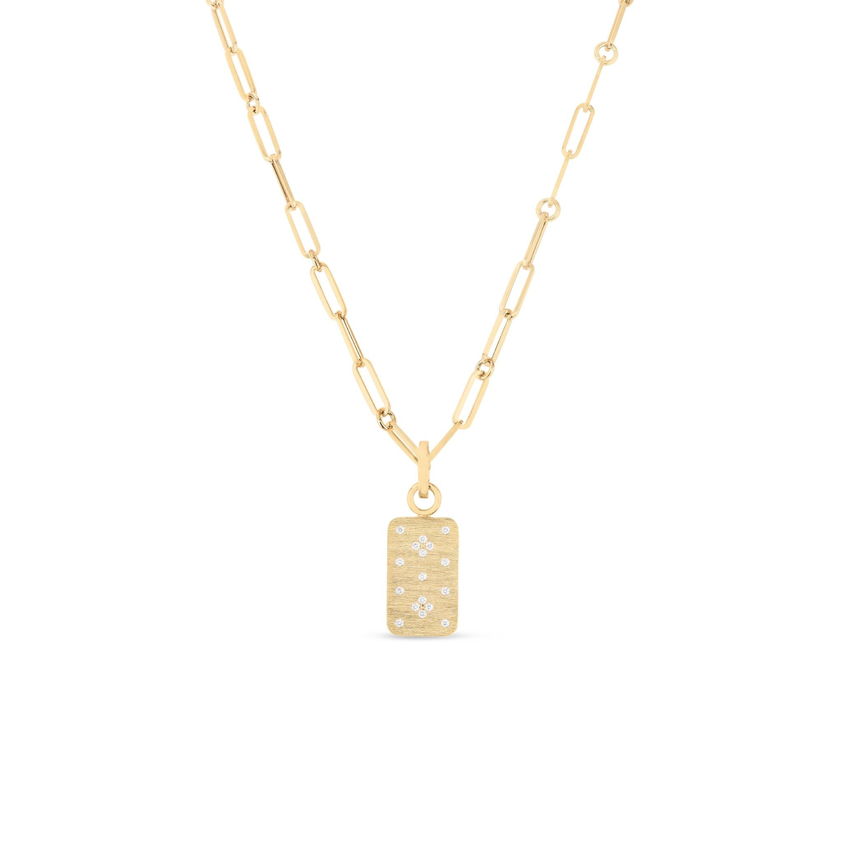 Roberto Coin18Kt Yellow Gold ID Tag Pendant with 0.15cttw Natural Diamonds