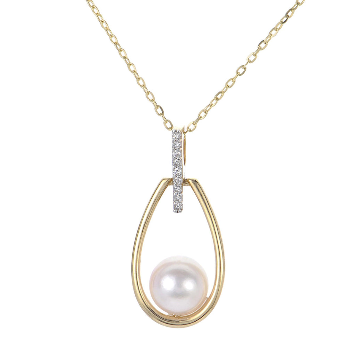 14Kt Yellow Gold Drop Pendant With 6mm Akoya Cultured Pearl