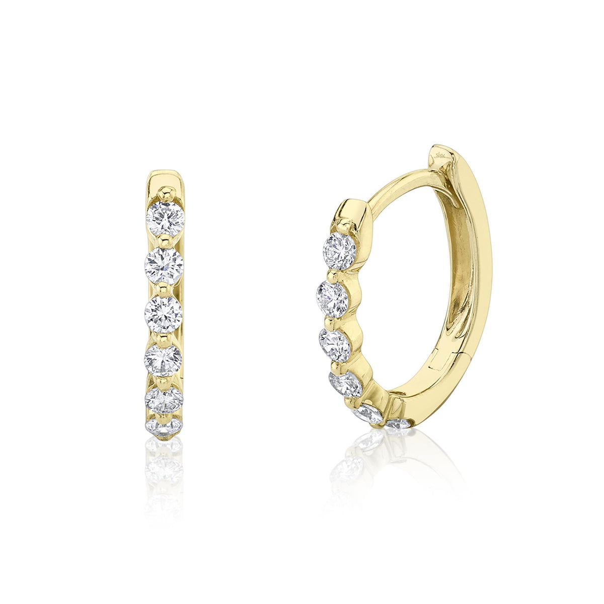 Shy Creation 14Kt Yellow Gold Vanessa-Set Diamond Hoop Earrings