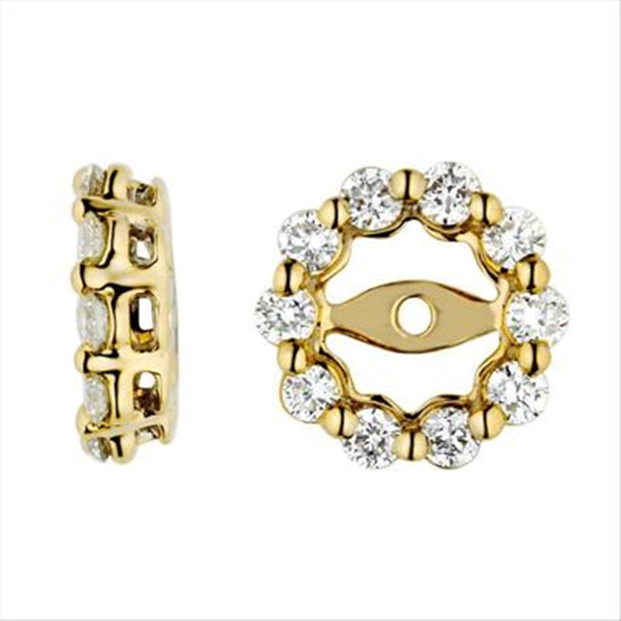 18K Round Syn. Sapphire CZ Stud Enhancer Yellow Gold Earring Jackets |  Property Room