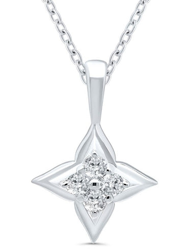 Sterling Silver Star Of Hope Pendant With 4 Natural Diamonds Totaling .10cttw