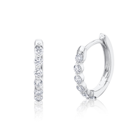 Shy Creation 14Kt White Gold Vanessa-Set Diamond Hoop Earrings