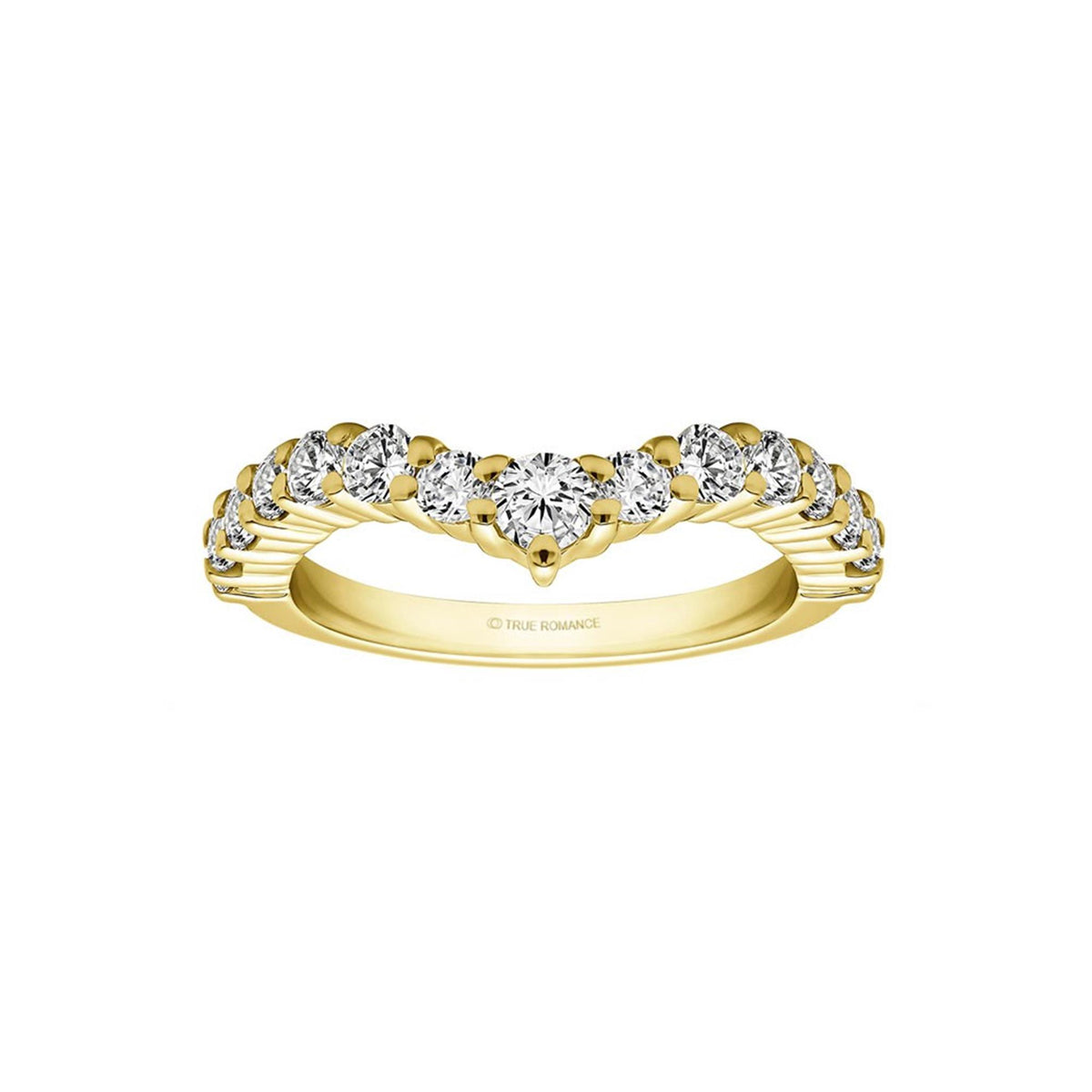 14Kt Yellow Gold Prong Set Wedding Ring With .84cttw Natural Diamonds