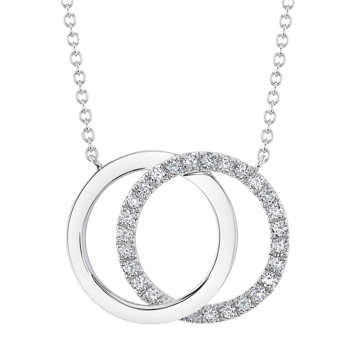 Shy Creation Gold 'You and Me' Intersecting Circle Diamond Necklace