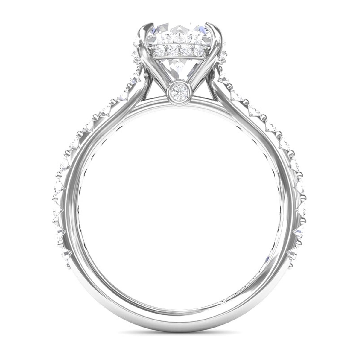 14Kt White Gold Classic Prong Engagement Ring Mounting With 0.47cttw Natural Diamonds