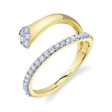 Shy Creation 14kt Yellow Gold Open Bypass Fashion Ring With .29ct Round Diamonds (H-SI1)
