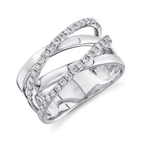 Shy Creation 14Kt White Gold Bridge Ring With 0.41cttw Natural Diamonds