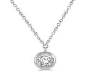 14kt White Gold Bezel Set Solitaire Pendant Natural Diamond 0.18ct