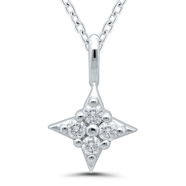 Sterling Silver Star Of Hope Pendant With 4 Round Diamonds Totaling .10cttw