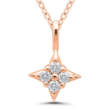 Star Of Hope Pendant in Rose Gold Over Sterling with 4 Round Diamonds Totaling .10cttw