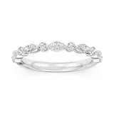 White gold diamond eternity band featuring continuous round brilliant-cut diamonds.