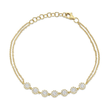Shy Creation 14Kt Yellow Gold Halo-Style Double Strand Bracelet With .66ctw Diamonds (H Color - SI1 Clarity)