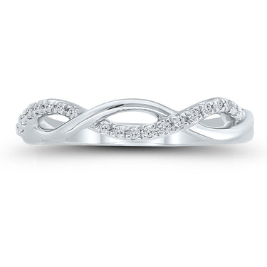 10Kt White Gold Infinity Twist 0.10cttw Diamond Ring