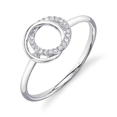 Shy Creation 14Kt White Gold You and Me Intersecting Circle Ring with .07 Cttw Natural Diamonds (Color G-H, Clarity SI)