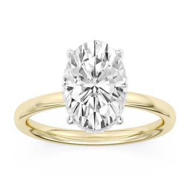Lasker Big Rocks Lab-Grown Diamond Collection Hidden Halo Ring in 14Kt Yellow Gold with 2.50ct Oval Center Diamond and .11cttw Accent Lab-Grown Diamonds. The sales of lab-grown diamonds are final after 30 days. Lab-grown diamonds and lab-grown diamond
