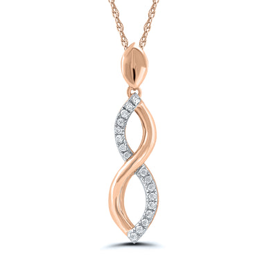 10Kt Rose Gold Infinity Twist 0.05cttw Diamond Pendant