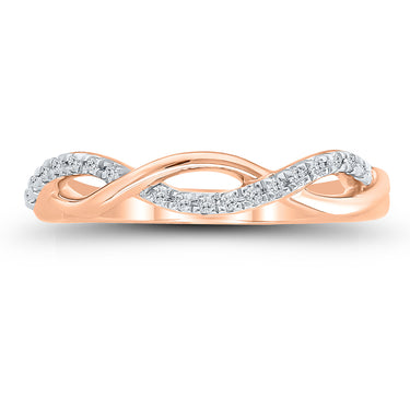 10Kt Rose Gold Infinity Twist 0.10cttw Diamond Ring