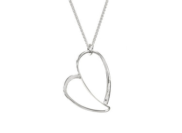 E.L Designs Love You More Pendant in Sterling Silver on an 18" Wheat Chain -Size Large