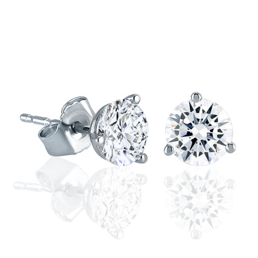 Fire & Ice 18K White Gold Martini Stud Earrings with 2 Round Diamonds Totaling .50cttw