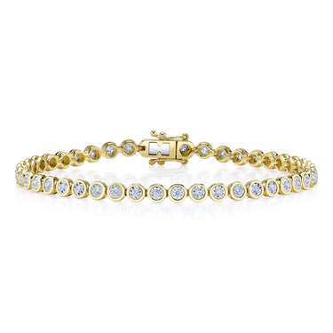 Shy Creation 14Kt Yellow Gold "Stella" Bezel Tennis Bracelet with .65cttw Natural Diamonds