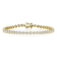 Shy Creation 14Kt Yellow Gold 0.65cttw Bezel-Set Diamond Tennis Bracelet